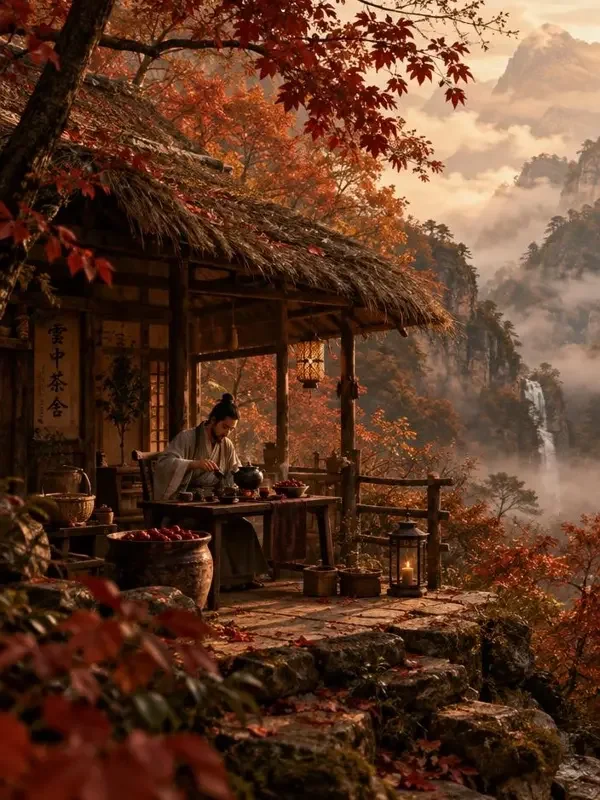 山中有客（古风传奇类温情短剧封面，来自黄果AI短剧）