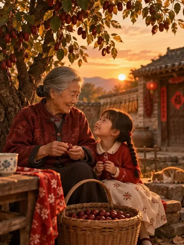 枣乡的月光（家庭温情类温情短剧封面，来自黄果AI短剧）