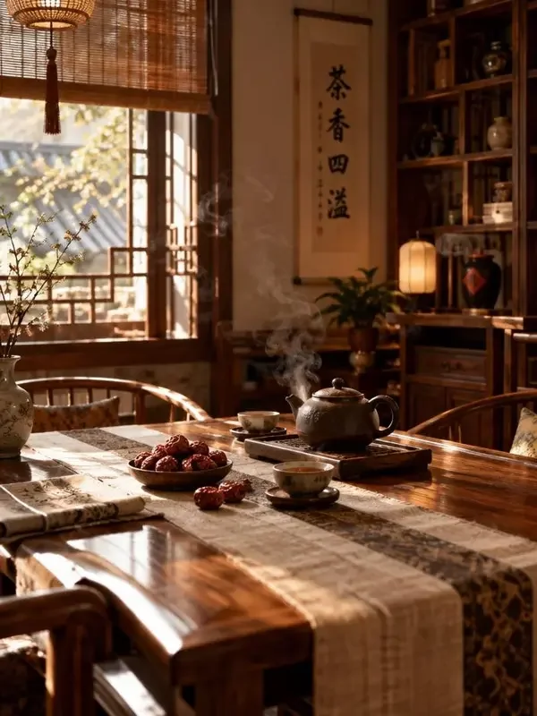 枣红茶馆（治愈日常类温情短剧封面，来自黄果AI短剧）